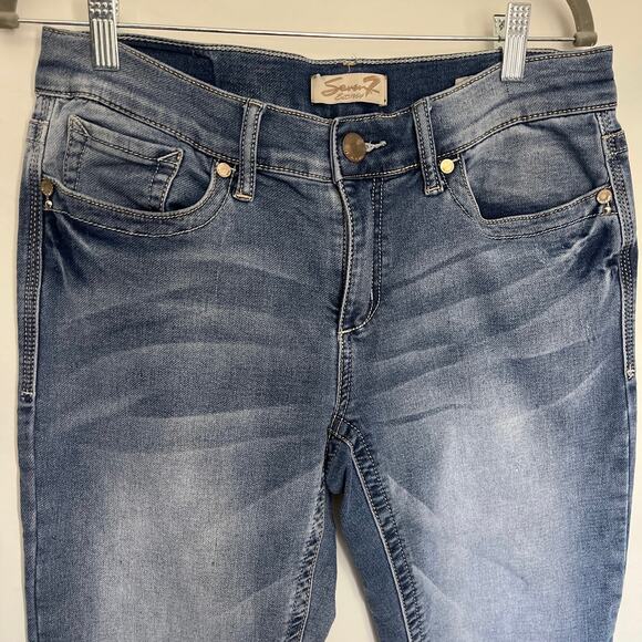 SEVEN 7 Girlfriend Capri Womens Jeans Sz 6 Medium Wash Midrise Denim Straight - Picture 2 of 10